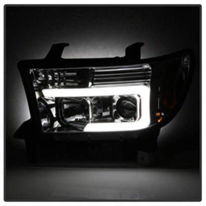 Spyder 07-13 Toyota Tundra V2 Light Bar DRL Projector Headlights - Chrome (PRO-YD-TTU07V2-LB-C)