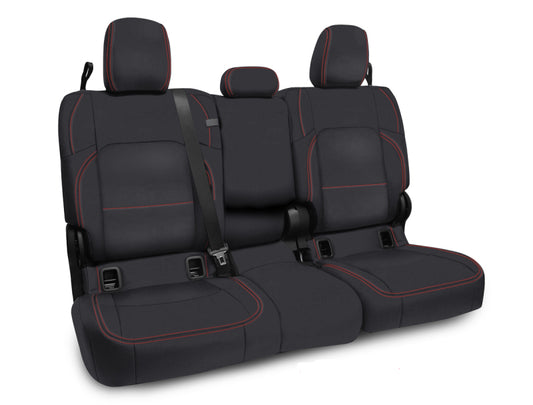 PRP 2020+ Jeep Gladiator JT Rear Bench Cover with Leather Interior - Black with Red Stitching