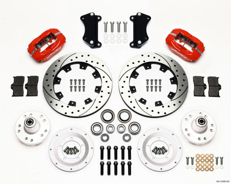 Wilwood Forged Dynalite Front Kit 12.19in Drilled Red Heidts Tri -5 2 inch Drop Spindle