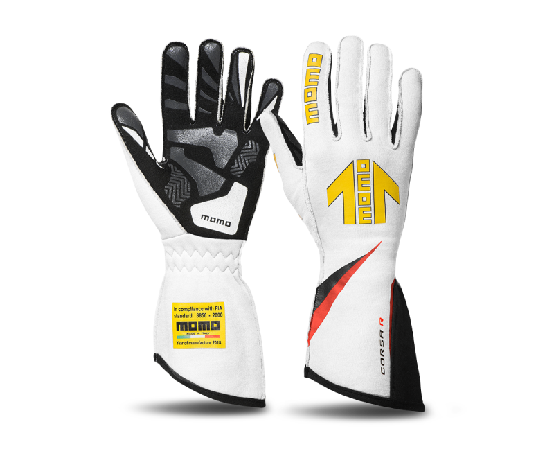 Momo Corsa R Gloves Size 12 (FIA 8856-2000)-White
