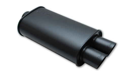Vibrant - StreetPower FLAT BLACK Oval Muffler with Dual 3in Outlet - 3in inlet I.D.