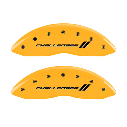 MGP 4 Caliper Covers Engraved Front & Rear With stripes/Challenger Yellow finish black ch