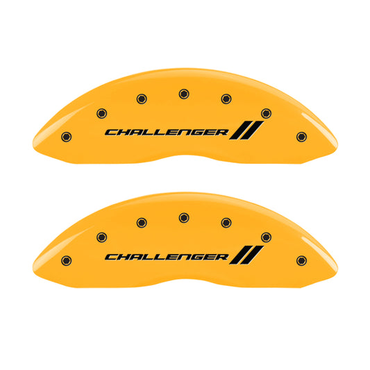 MGP 4 Caliper Covers Engraved Front & Rear With stripes/Challenger Yellow finish black ch