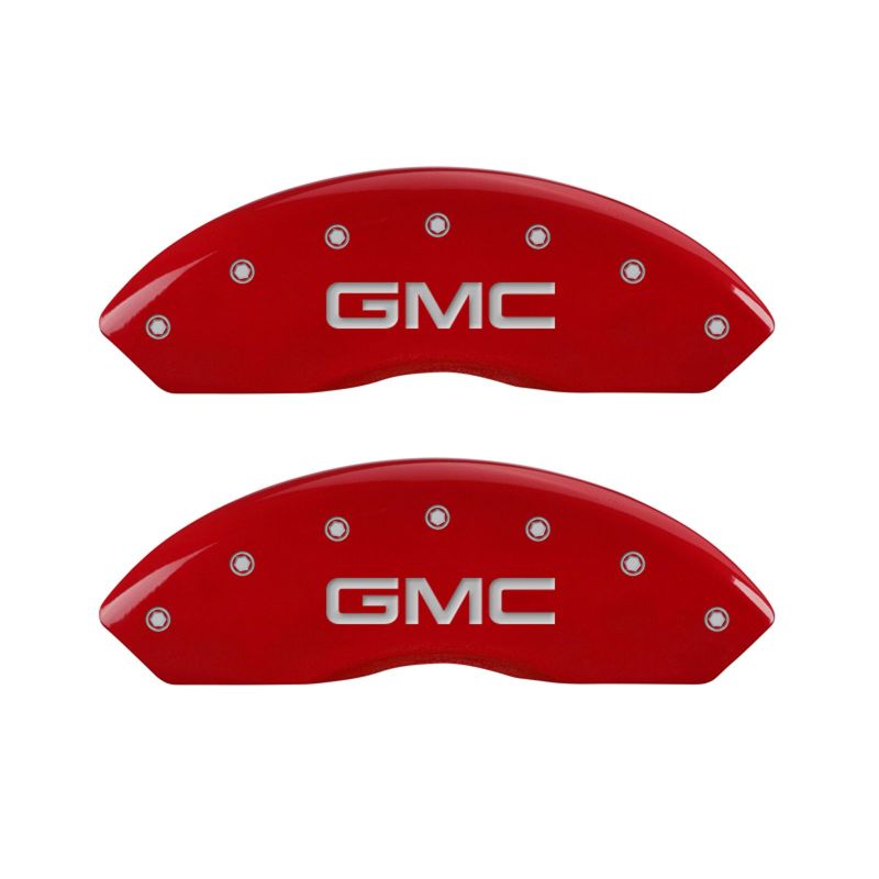 MGP 4 Caliper Covers Engraved Front & Rear Denali Red finish silver ch