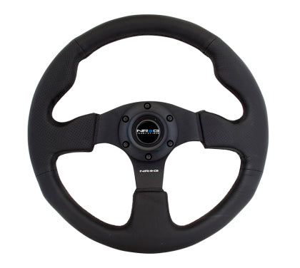 NRG - Reinforced Steering Wheel (320mm) Black Leather w/Black Stitching