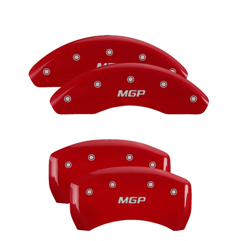 MGP 4 Caliper Covers Engraved Front & Rear Style 1/Chrysler Wing Red finish silver ch