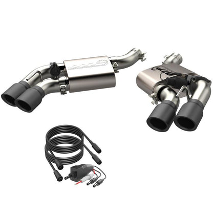 QTP 16-18 Chevrolet Camaro SS 6.2L 304SS Screamer Axle Back Exhaust Tip w/3.5in Quad Black Tips