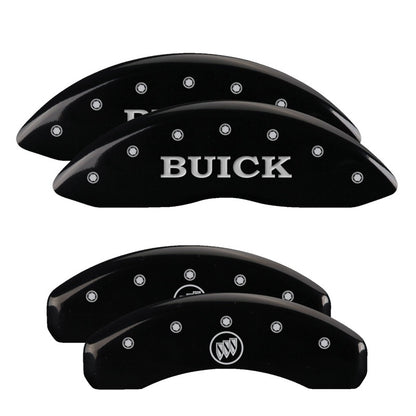 MGP 4 Caliper Covers Engraved Front Buick Engraved Rear Buick Shield Black finish silver ch