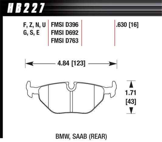 Hawk 92-95 BMW 318i 1.8L Base Sedan Rear ER-1 Brake Pads