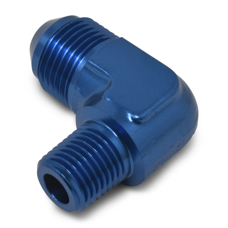 Russell Performance -3 AN to 1/8in NPT 90 Degree Flare to Pipe Adapter (Blue)