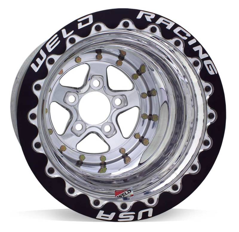 Weld Alumastar 2.0 15x15 / 5x4.75 BP / 3in. BS Polished Wheel - Beadlock M/T