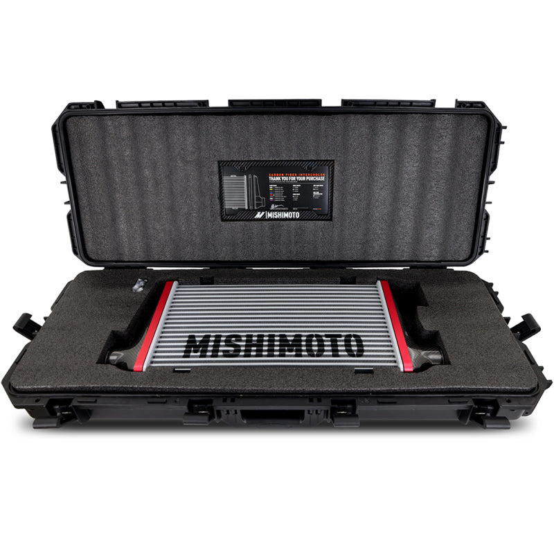 Mishimoto Universal Carbon Fiber Intercooler - Gloss Tanks - 450mm Silver Core - C-Flow - G V-Band