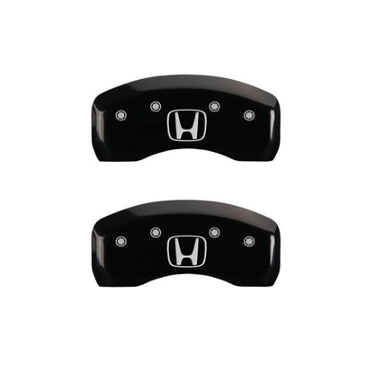 MGP 4 Caliper Covers Engraved Front Honda Engraved Rear H Logo Black finish silver ch