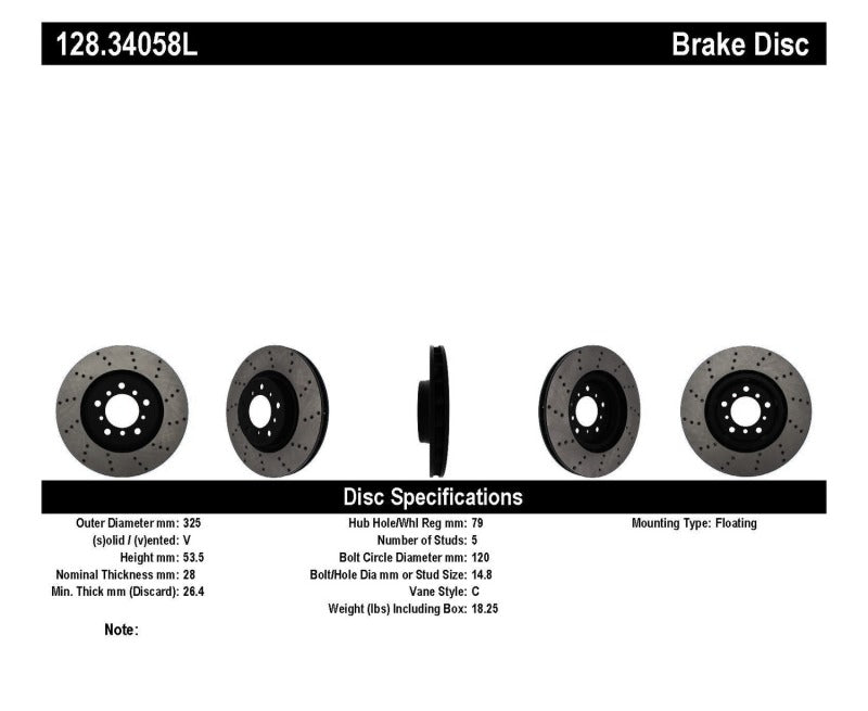 StopTech 01-06 BMW M3 Drilled Left Front Rotor