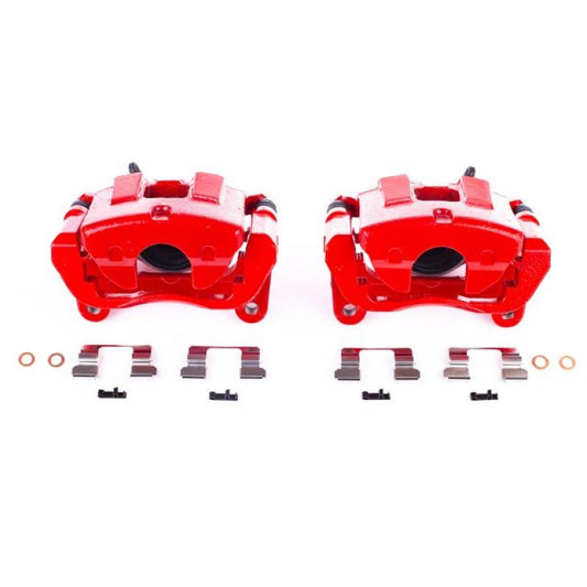 Power Stop 14-18 Jeep Cherokee Front Red Calipers w/Brackets - Pair