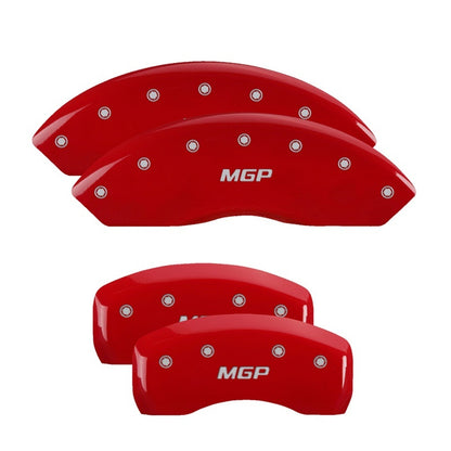 MGP 4 Caliper Covers Engraved Front & Rear Denali Red finish silver ch