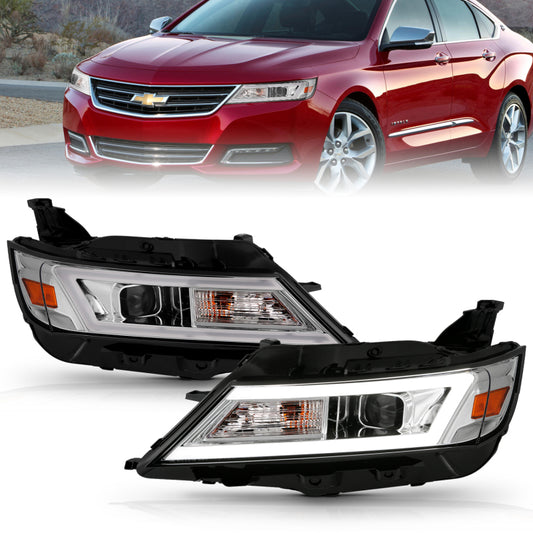 Anzo 14-20 Chevrolet Impala Square Projector LED Bar Headlights w/ Chrome Housing