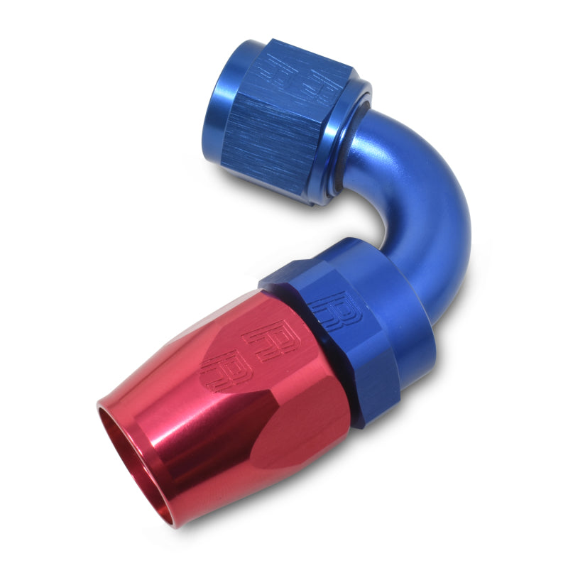 Russell Performance -6 AN Red/Blue 120 Degree Full Flow Swivel Hose End (With 9/16in Radius)