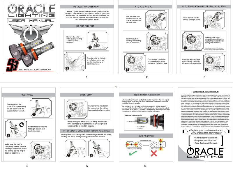 Oracle 880 - S3 LED Headlight Bulb Conversion Kit - 6000K NO RETURNS