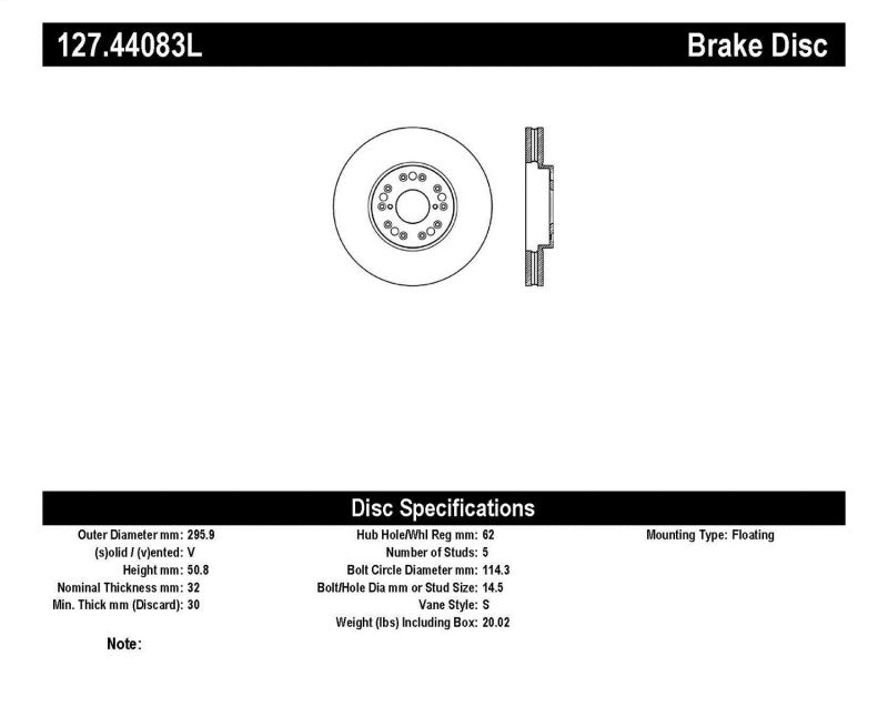 StopTech 93-05 Lexus GS300/GS350/GS400/GS430/GS450H / 00-05 Lexus IS300 / 93-94 Lexus LS400/LS430/L