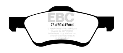 EBC 10-12 Ford Escape 2.5 Hybrid Yellowstuff Front Brake Pads