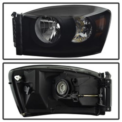 Xtune Dodge Ram 1500 06-08 Amber Crystal Headlights Black Smoked HD-JH-DR06-AM-BSM