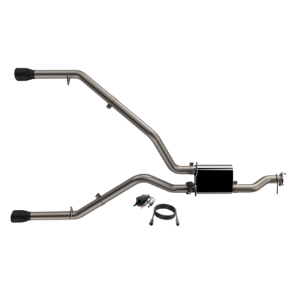 QTP 19-20 Ram 1500 304SS Screamer Cat-Back Exhaust Rear Split Exit w/4.5in Black Tips