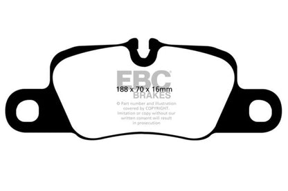 EBC 12-15 Porsche 911 (991) (Cast Iron Rotor only) 3.8 Carrera S Yellowstuff Rear Brake Pads