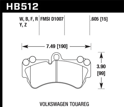 Hawk 04 Volkswagen Touareg Performance Ceramic Street Front Brake Pads