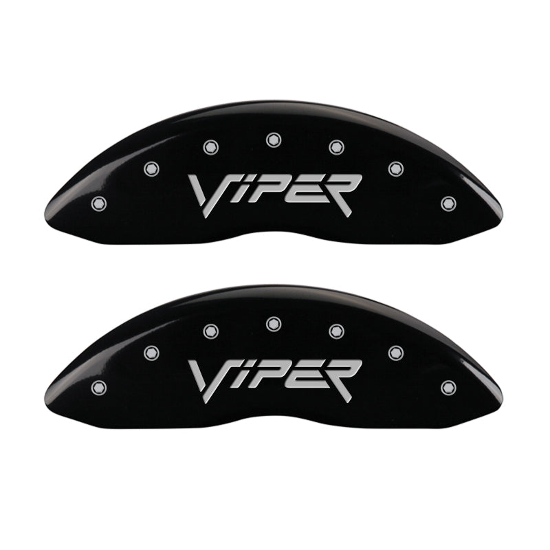 MGP 4 Caliper Covers Engraved Front Gen 2/Viper Engraved Rear Gen 2/Snake Black finish silver ch