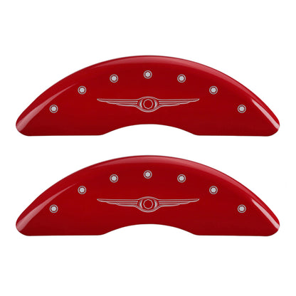 MGP 4 Caliper Covers Engraved Front & Rear Style 1/Chrysler Wing Red finish silver ch