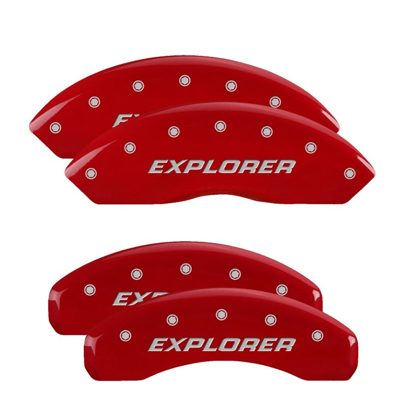 MGP 4 Caliper Covers Engraved Front & Rear Explorer/2011 Red Finish Silver Char 2009 Ford Explorer