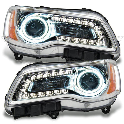 Oracle 11-14 Chrysler 300C NON HID LED Halo Headlights Chrome Housing - Red SEE WARRANTY