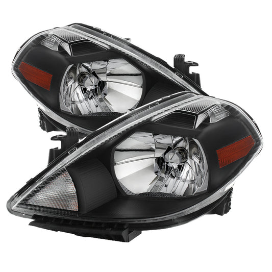 Xtune Nissan Versa 07-12 Crystal Headlights Black HD-JH-NV07-AM-BK