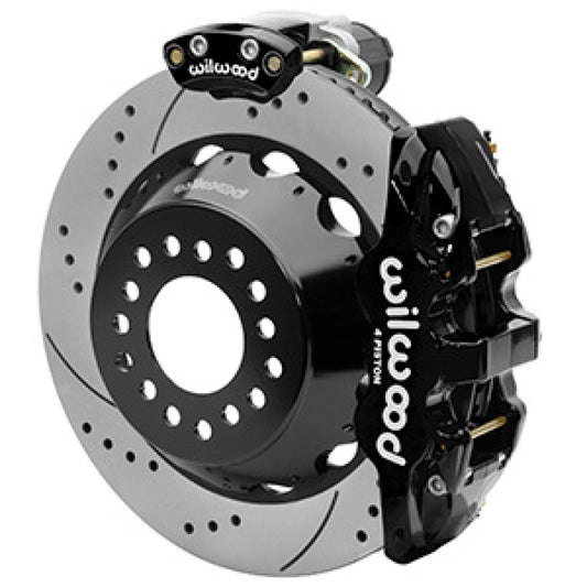 Wilwood AERO4 Big Brake Rear Electronic Parking Brake Kit - Black - Powder Coat Caliper - D/S Rotor