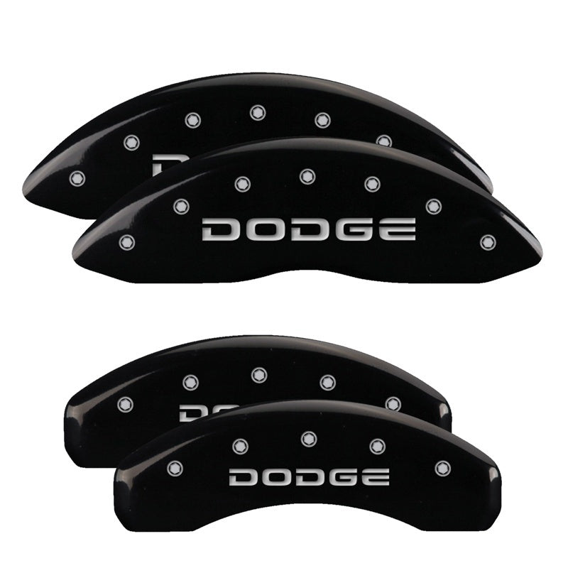 MGP 4 Caliper Covers Engraved Front & Rear Broken D/Dodge Black finish silver ch