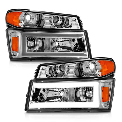 ANZO 04-12 GM Colorado/Canyon/I-Series Crystal Headlights - w/ Light Bar Chrome Housing 4pcs