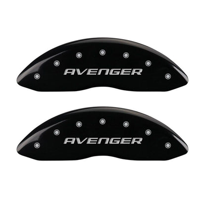 MGP 4 Caliper Covers Engraved Front & Rear With out stripes/Avenger Black finish silver ch