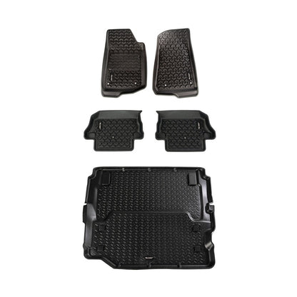 Rugged Ridge Floor Liner Kit Black F/R/Full Cargo 18-20 Jeep Wrangler JL 2Dr