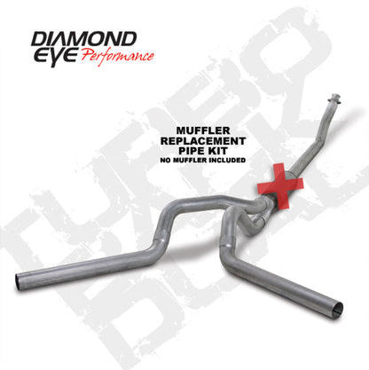Diamond Eye KIT 4in Turbo Back MFLR RPLCMENT PIPE DUAL AL: 94-02 DODGE CUMMINS 5.9L