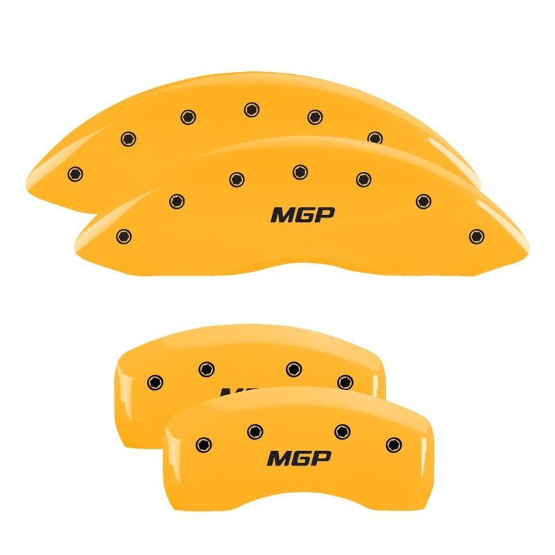 MGP 4 Caliper Covers Engraved Front & Rear Denali Yellow Finish Black Char 2016 GMC Canyon