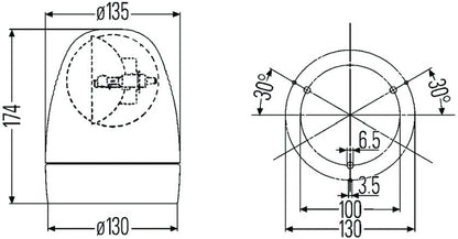 Hella Rotating Beacon H 12V Yellow Mg12 2Rl