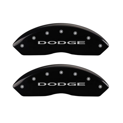 MGP 4 Caliper Covers Engraved Front & Rear With out stripes/Dodge Black finish silver ch