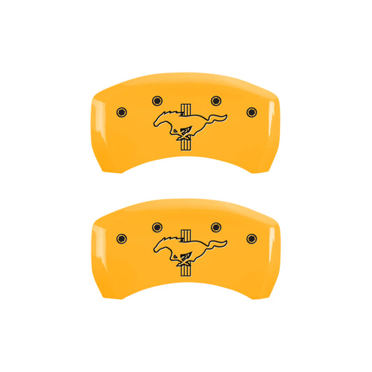 MGP Rear set 2 Caliper Covers Engraved Rear GT500 Shelby & Cobra Yellow finish black ch