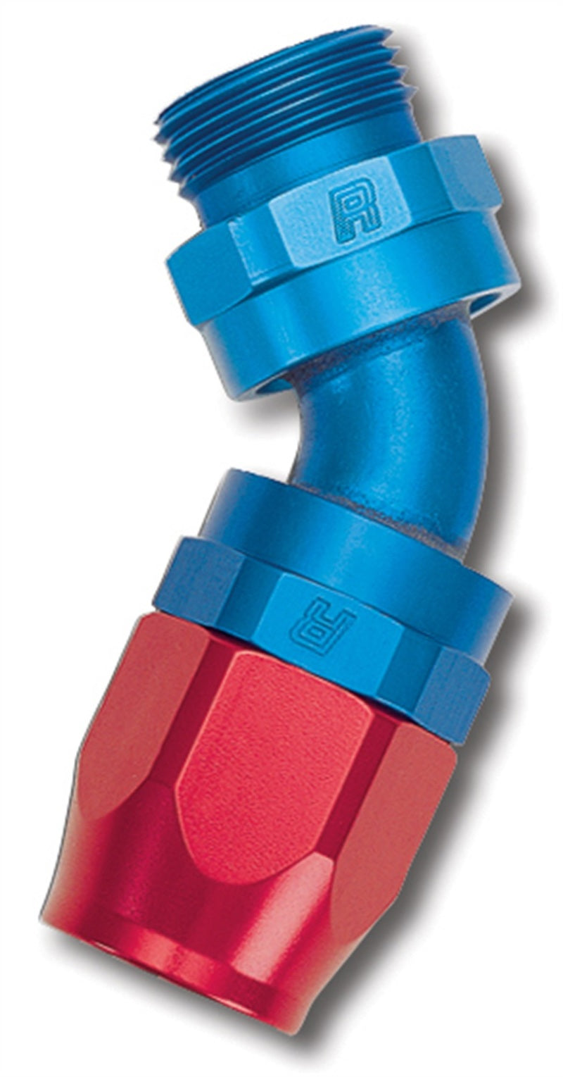 Russell Performance -10 AN Red/Blue 45 Degree Swivel Dry Sump Hose End (-8 Port 3/4in-16 Thread)