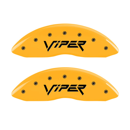 MGP 4 Caliper Covers Engraved Front & Rear Gen 2/Viper Yellow Finish Black Ch