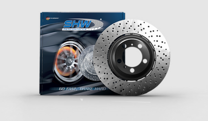 SHW 2003 Audi RS6 4.2L Left Front Cross-Drilled Lightweight Brake Rotor (4B3615301E)