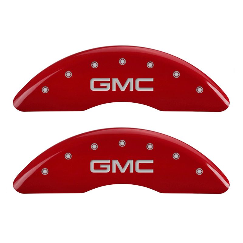 MGP 4 Caliper Covers Engraved Front & Rear GMC Red finish silver ch