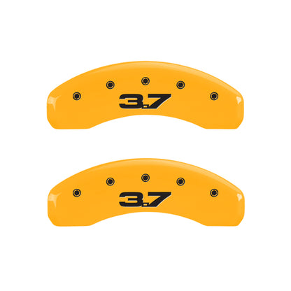 MGP 4 Caliper Covers Engraved Front 2015/Mustang Engraved Rear 2015/37 Yellow finish black ch