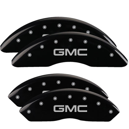 MGP 4 Caliper Covers Engraved Front & Rear Denali Black finish silver ch